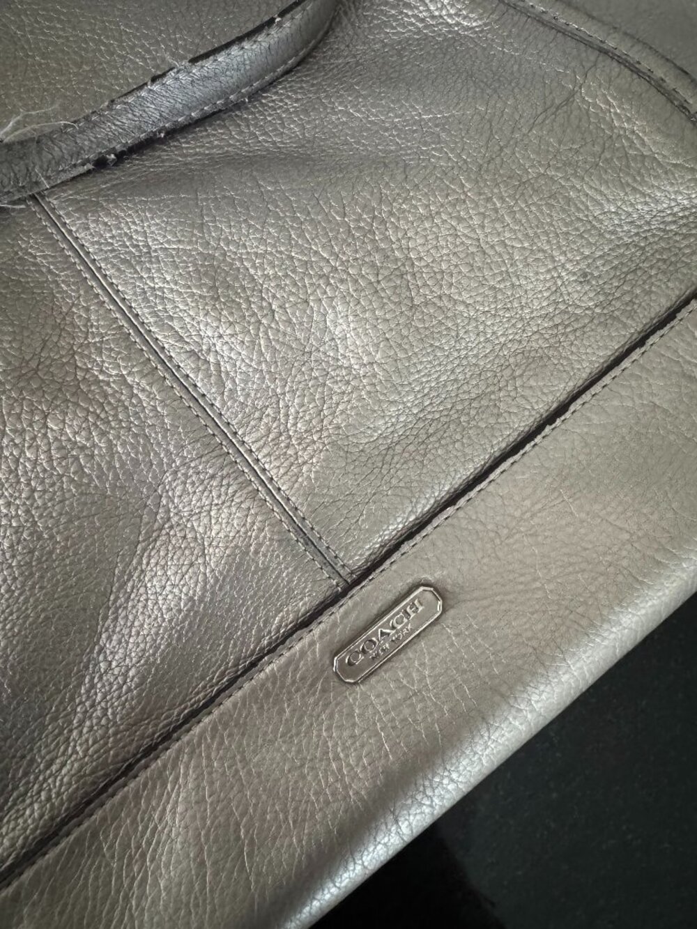 Vintage Coach Metallic Silver/Gold Leather Ruched Hobo Shoulder Bag